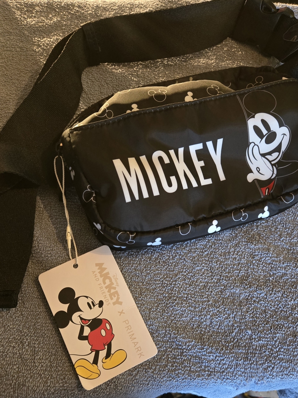 Primark Black Mickey Belt Bag with White Logo